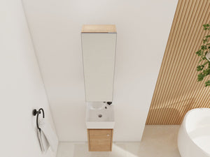 English Elm 10'' Wall Mounted Medicine Cabinet with Adjustable Glass Shelves and Jewelry Organizer W999P470283