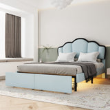Hearth and Haven Full Size Upholstered Princess Platform Bed with Led and 2 Storage Drawers WF321676AAL