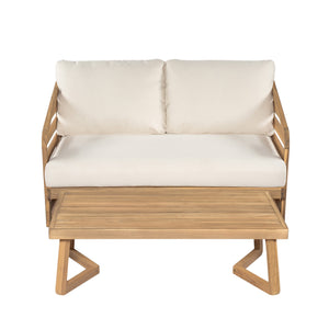 English Elm Christopher Knight Home® - Royal Acacia Loveseat & Coffee Table Set – Teak Finish, Water-Repellent Cushions, Durable 600lb Capacity N773P272055B