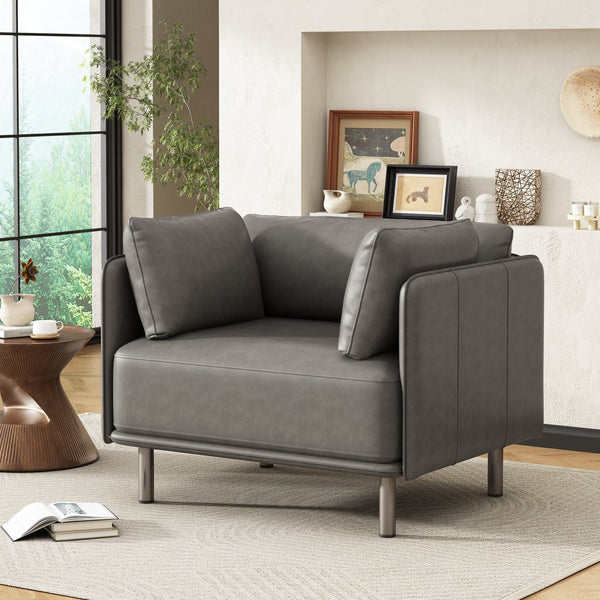 English Elm Christopher Knight Home® - 39" Vintage Grey Faux Leather Lounge Chair - Stylish Comfort For Living Room, Bedroom & Office Spaces N767P208310D