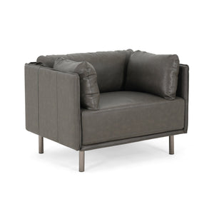 English Elm Christopher Knight Home® - 39" Vintage Grey Faux Leather Lounge Chair - Stylish Comfort For Living Room, Bedroom & Office Spaces N767P208310D