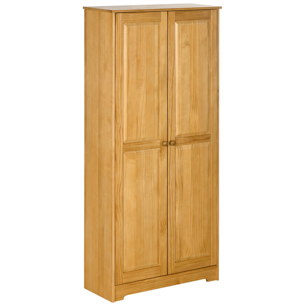 English Elm Homcom 67" Pinewood Pantry Cabinet With Adjustable Shelves & Soft-Close Doors For Kitchen Storage W2225P229422