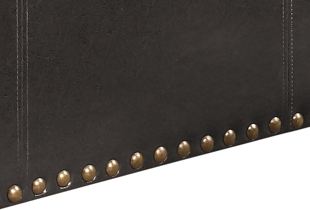 English Elm Leather Tufted Storage Bench with Nailhead Detail & 2 Ottomans — Faux Leather, Convertible Seating and Hidden Storage B347P342189