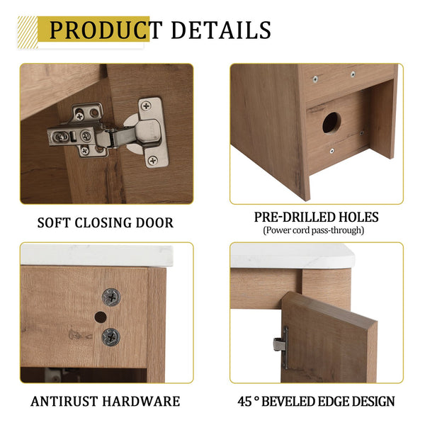 English Elm 60'' Wall-Mounted Bathroom Vanity With Ceramic Art Sink, Soft-Close Door & Stylish Storage Solutions W999S00410