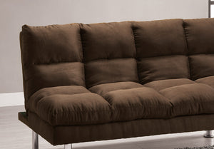 English Elm Contemporary Microfiber Futon Sofa Converts to Bed with Chrome Legs, Compact Space-Saving Design, Durable Upholstery Dark Brown 40 L x 67 W x 9 H B2741P363835