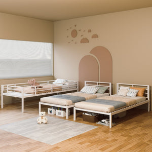 English Elm Triple Metal Bunk Bed for Kids Shared Rooms Separates Into Three Twin Beds W5635S00004