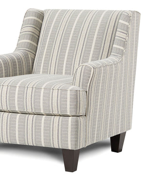 English Elm Stripe Modern Upholstered Chair with Round Track Arms, Welt Cord Trim & Tapered Wood Feet, Compact Comfort B2741P376932