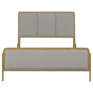 English Elm Stevie Mid-Century Modern 3-Piece Bedroom Set In Sand Wash/Grey With Jewelry Shelf & Brass Accents B062S01171-GIGA