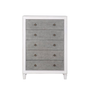 English Elm Katia Transitional Rustic Gray & Weathered Finish Dresser with Felt-Lined Top Drawer and Smooth Glides White 55 L x 22 W x 43 H B2726P248053