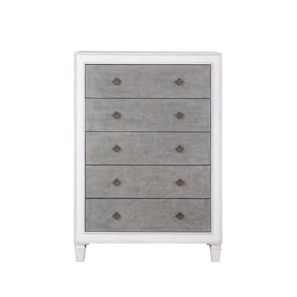 English Elm Katia Transitional Rustic Gray & Weathered Finish Dresser with Felt-Lined Top Drawer and Smooth Glides White 55 L x 22 W x 43 H B2726P248053
