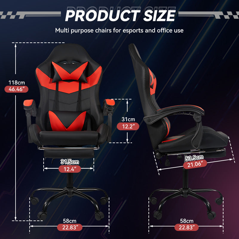 English Elm Gaming Chair Black-Red - Ergonomic Pu Seat With Rgb Lighting, Adjustable Armrests & Comfort Boost T3950P374483