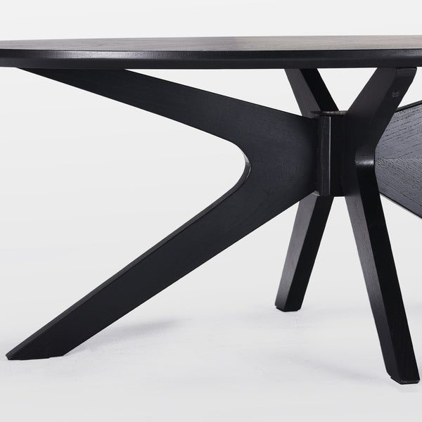 English Elm Office 47" Coffee Table Oval Black Wood Top with X-Frame Poplar Legs — Stable, Spacious, Easy Assembly T3623P409188