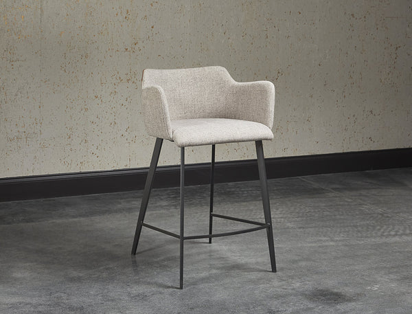 Sunpan Griffin Modern Barstool with Stylish Faux Leather and Durable Black Powder-Coated Iron Legs November Grey / Bravo Cognac