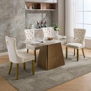 English Elm A&a Velvet Tufted Dining Chairs with Nailhead Trim Solid Wood Tapered Legs Set of 2 W1143P179487