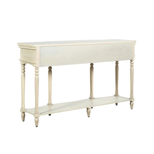 English Elm [video] Solid Pine Console Table Ornate Carved Legs Copper Hardware Soft-close Drawers White N759P433566K