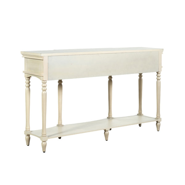 English Elm [video] Solid Pine Console Table Ornate Carved Legs Copper Hardware Soft-close Drawers White N759P433566K