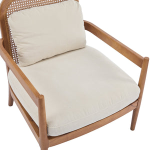 English Elm Christopher Knight Home® - [Set of 2] 26.6" Mid-Century Modern Accent Chair with Solid Wood Frame, Rattan Back and Plush Upholstery Ivory,Walnut N767P298390B