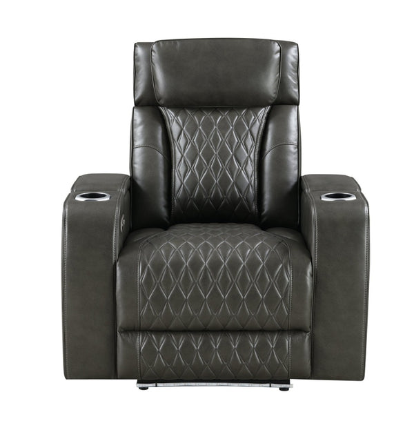 English Elm Taddeo Power Recliner with Headrest Usb Wireless Charging Led and Cup Holders B2726P435912
