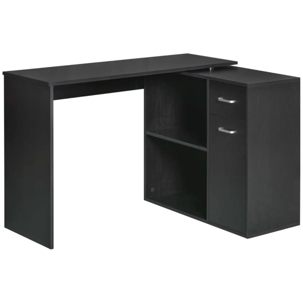 English Elm Rotating Corner Workstation with Hutch Shelving and Farmhouse X-frame Base T3971P470754