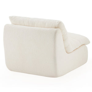 English Elm Upholstered Cocoon Accent Chair Ergonomic Curved Frame Soft Breathable Fabric Lounge Seat Beige T3623P434440