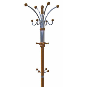 English Elm 73" Tall Chrome and Wood Coat Rack with 60 lb Capacity, Composite Wood Finish, Elegant Entryway Organizer Oak B072115914