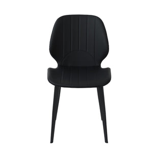 English Elm Modern Faux Leather Dining Chair Set Padded Seat Matte Black Legs Kitchen Seating W1535P460311