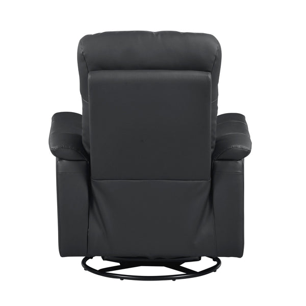English Elm Black Swivel Glider Recliner Chair in Top Grain Leather Match, Plush Padded, 360° Swivel & Manual Recline B011P329274