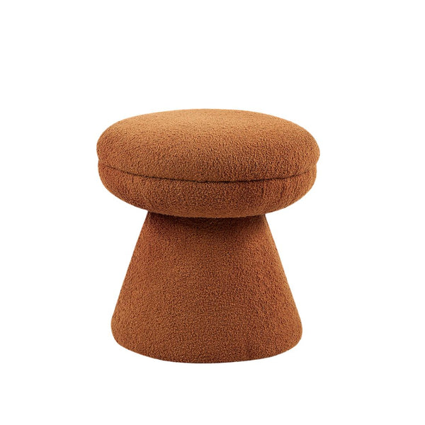 English Elm Contemporary Plush Pleated Round Ottoman Stool with Gold Trim Base, Velvet-Like Accent Seat for Living Room Brown Mix 18 L x 18 W x 20 H B2741P388373