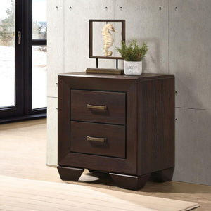 English Elm MDF Nightstand with 2 Drawers — Classic Wood Veneer Nightstand with Metallic Hardware and Tapered Legs Espresso B016P254582