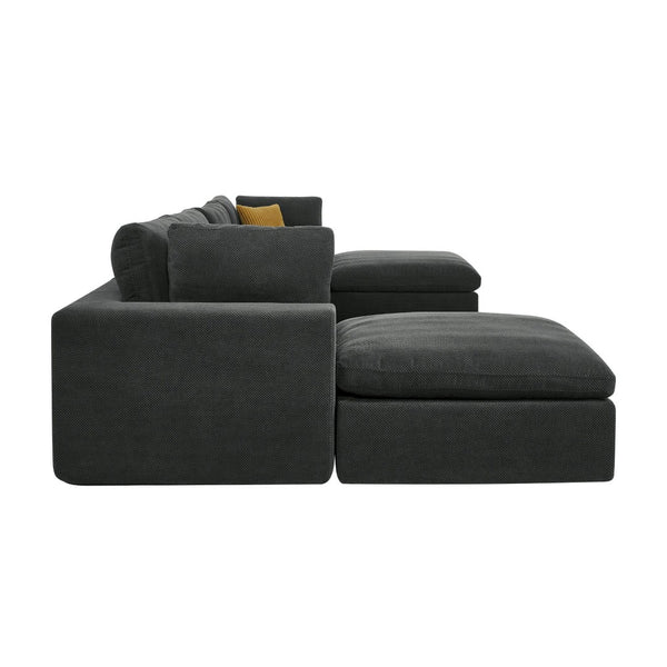 English Elm Modular Cloud Sectional Sofa Deep Seat U-shape Design for Large Living Rooms Dark Grey W5568S00008