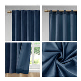 510 Design Colt Modern/Contemporary Room Darkening Metallic Printed Poly Velvet Rod Pocket/Back Tab Window Panel Pair 5DS40-0160 Navy