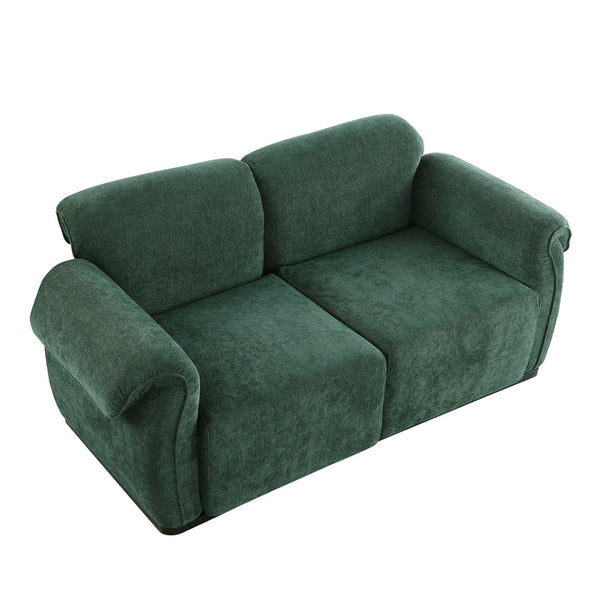 English Elm 102 Inch Linen Modular Sectional Sofa with Hidden Storage and Cloud Cushion Comfort Green W1099S00202