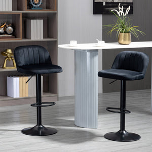 English Elm Homcom Adjustable Bar Stools Set Of 2 - Plush Velvet Swivel Kitchen Stools With Steel Frame Support W2225P217143