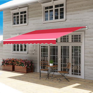 English Elm Outsunny 12' X 10' Retractable Patio Awning With Crank Handle - Uv & Water-Resistant Shade For Decks W2225P217467-GIGA