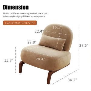 English Elm Cute Barrel Velvet Accent Chair Armless Solid Wood Legs Cozy Reading Nook Seat Camel W2105P412976