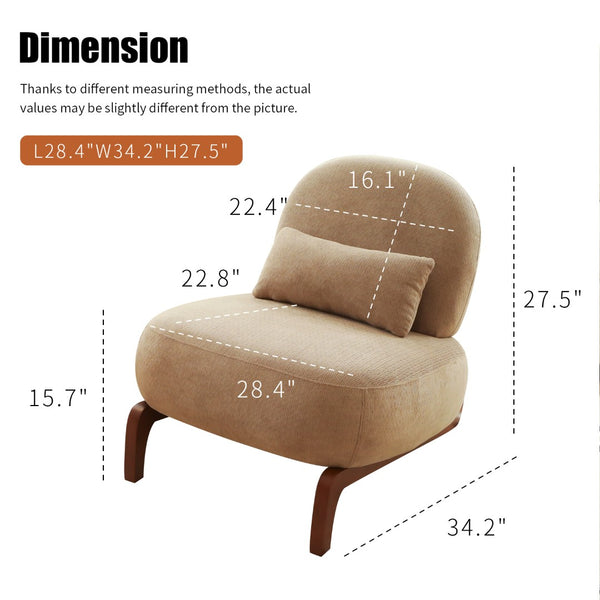 English Elm Cute Barrel Velvet Accent Chair Armless Solid Wood Legs Cozy Reading Nook Seat Camel W2105P412976