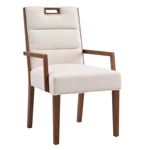 English Elm Upholstered Armchair Dining Chairs Rubberwood Frame Soft Padded Seat Set of 2 Beige,Walnut N768P391161W