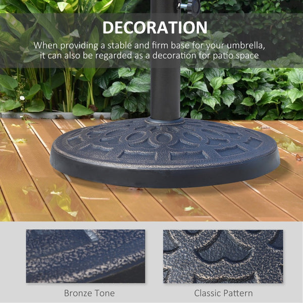 English Elm Heavy Duty Polyresin Umbrella Stand Outdoor Bronze Embossed Patio Decor Base T3971P383669