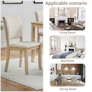 English Elm Dining Chairs Set of 4 Bentwood Rubberwood Scandinavian Style with Linen Padded Seat W1998P324480