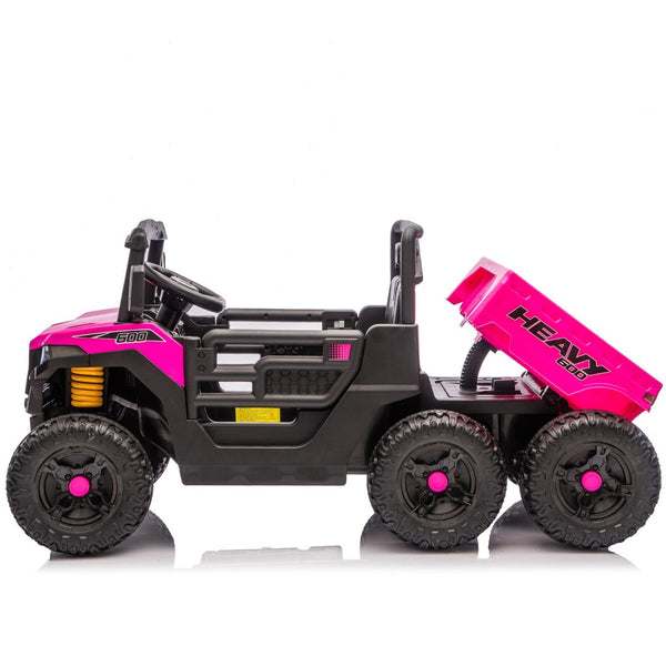 English Elm 24v 400w Six Wheel Kids Electric Dump Truck 4wd Remote Control Ride on Toy Pink W1578P353181