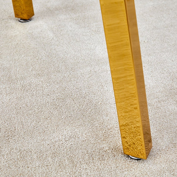 English Elm Table Modern 5-Piece Set: Round Clear Tempered Glass Table With Gold Legs & 4 White Pu Chairs W1151S03833-GIGA