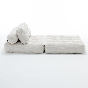 English Elm Folding Floor Sofa Bed Convertible Lounge Chair with Shredded Foam Fill for Bedroom Beige W2200P442793