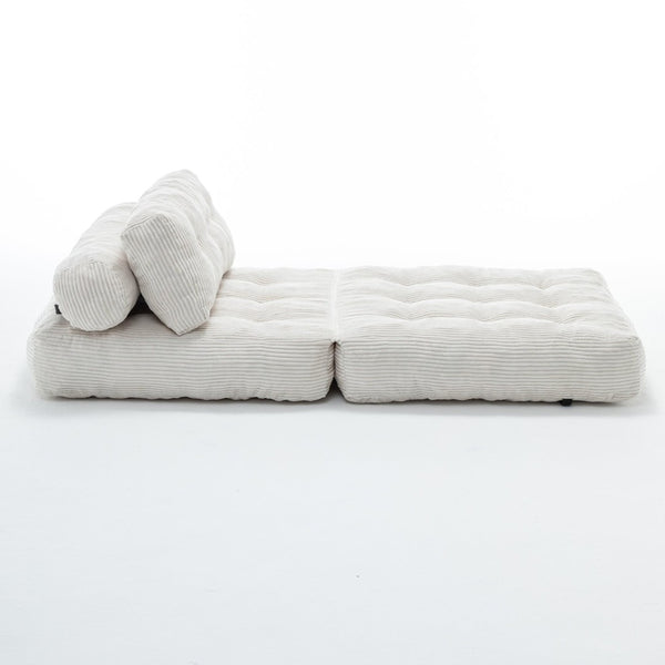 English Elm Folding Floor Sofa Bed Convertible Lounge Chair with Shredded Foam Fill for Bedroom Beige W2200P442793