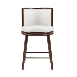 English Elm Evalyn Upholstered White Leatherette Counter Stool with Beech Wood Legs, Foam-Padded, Commercial Grade B365P398056