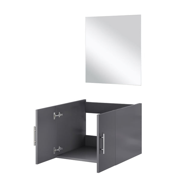 English Elm Dark Grey Single Bath Vanity Set With 18" Mirror - Modern Compact Design For Stylish Bathrooms B2731S00530