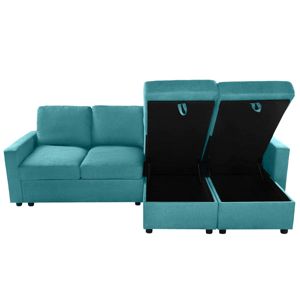 English Elm 103.9" Sectional Sofa with Hidden Storage Chaise, Reconfigurable U-Shape, 4 USB Ports, Durable Twill Upholstery Teal N719S001950T