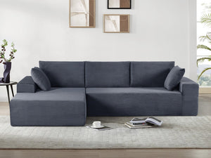 English Elm Cozyform Convertible Sectional Sofa In Dark Gray Corduroy, No Assembly Modern Couch For Any Space B2735P359711