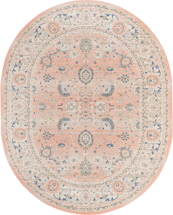 Unique Loom Whitney Bordeaux Machine Made Floral / Botanical Rug Powder Pink, Blue/Ivory/Light Blue/Gray 8' 0" x 10' 0"