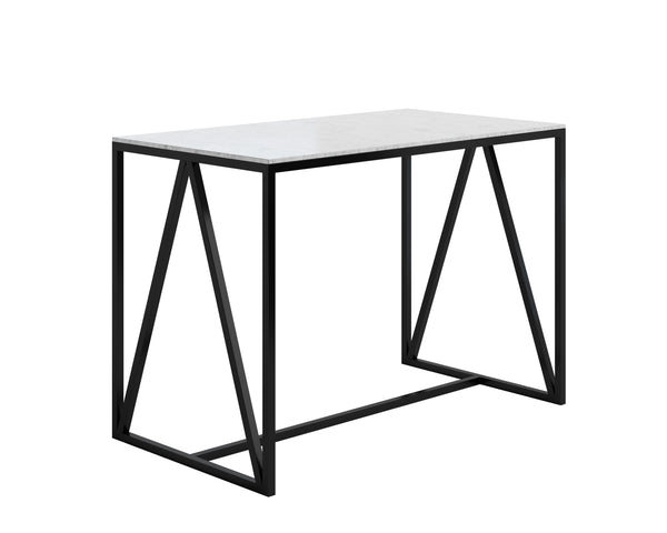 Sunpan Abel Counter Table - Contemporary Design with Stunning White Marble Top for Modern Interiors Black