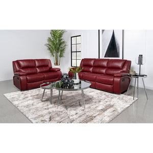 English Elm Elodie Red Faux Leather 2-Piece Reclining Sofa Set with Tufted Cushions, Pillow Arms, Plush Comfort B062S01112